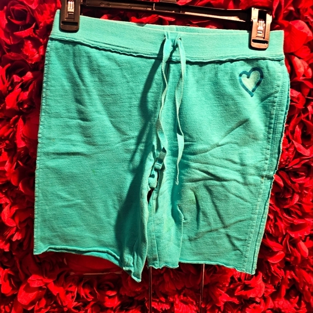 Total Girl Girl's Teal Heart-Embroidered Shorts Size 10ยฝ-12ยฝ
